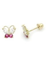 superb teensy-weensy butterfly stud birthstone earrings for babies and kids
